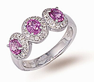18 Carat White Gold Pink Sapphire & Diamond Ring