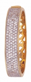 Gold & Sparkling CZ Studded Hinged Bangle