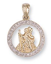 St Christopher Gold Diamond Pendant & Chain (D95)