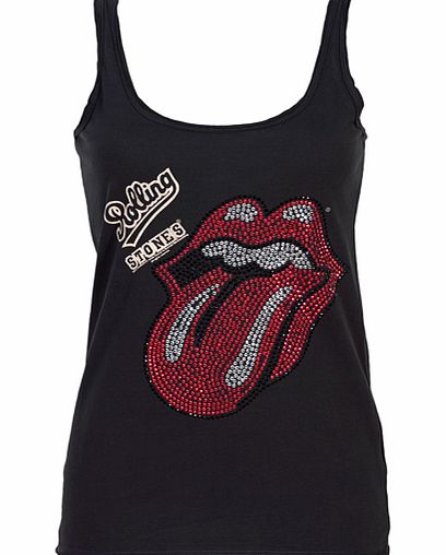 Amplified Clothing Ladies Diamante Rolling Stones Strappy Vest from