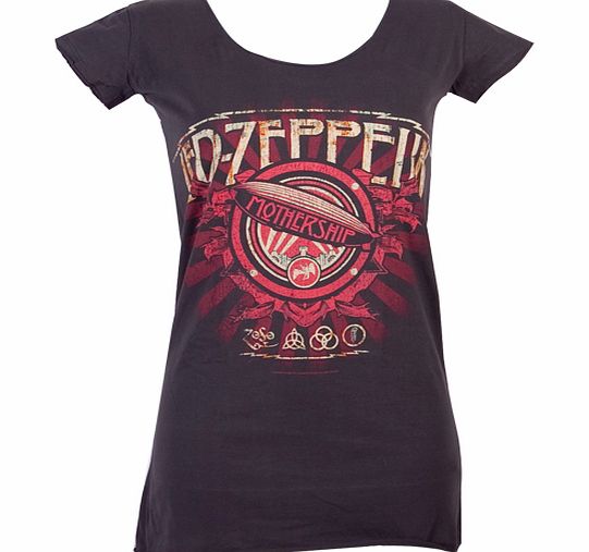 Amplified Clothing Ladies Led Zeppelin Mothership Charcoal T-Shirt