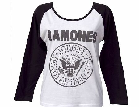 Amplified Clothing Ladies Ramones Logo Baseball T-Shirt from