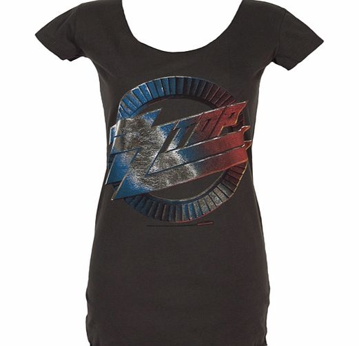 Ladies ZZ Top Foil Logo Charcoal T-Shirt from