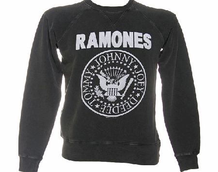 Amplified Clothing Mens Ramones Logo Charcoal Sweater from