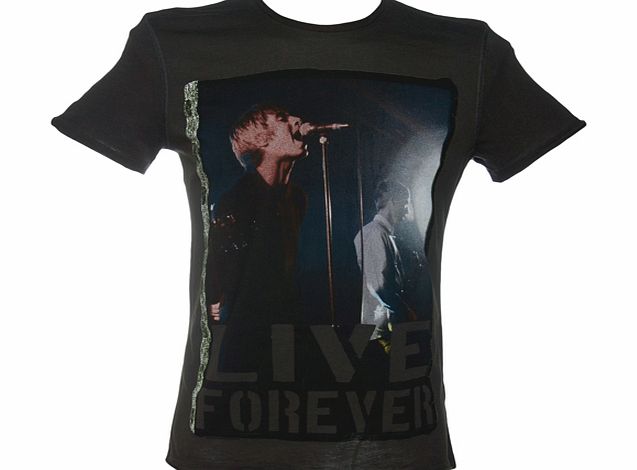 Amplified Ikons Mens Oasis Live Forever Charcoal T-Shirt