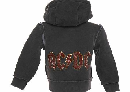 Kids Diamante AC/DC Logo Charcoal Hoodie from