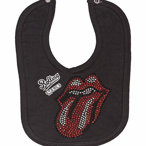 Kids Diamante Rolling Stones Charcoal Bib from