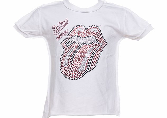 Kids Diamante Rolling Stones Tongue White