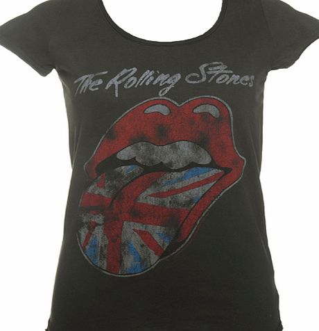 Amplified Ladies Charcoal Rolling Stones UK Tongue T-Shirt