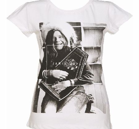 Ladies White Janis Joplin Photographic T-Shirt