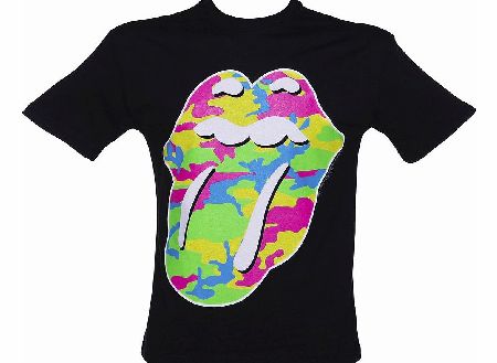 Amplified Mens Black Neon Rolling Stones Tongue Logo