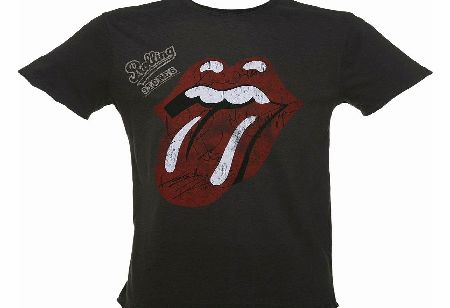 Amplified Mens Charcoal Rolling Stones Autograph Tongue
