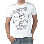 Amplified Mens Led Zeppelin Foil and Diamante T-Shirt White
