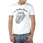 Amplified Mens Rolling Stones Diamante Classic Tongue T-Shirt White