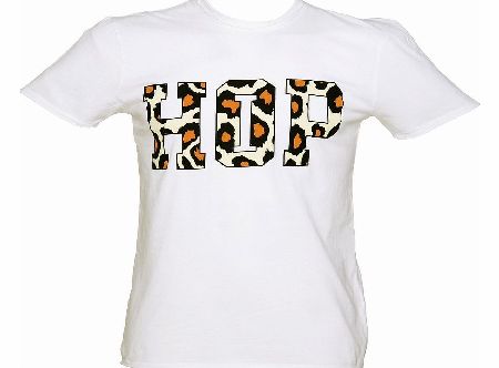 Amplified Mens White Flocked Hip Hop Print T-Shirt from