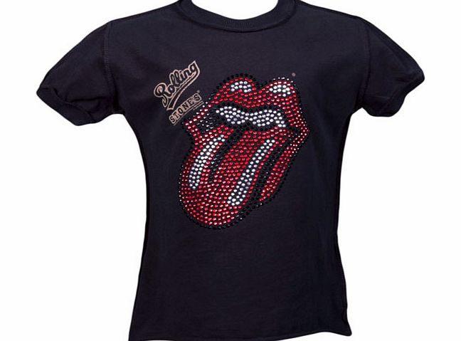 Kids Diamante Rolling Stones Tongue Charcoal
