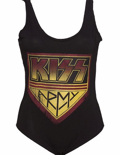 Ladies Black Kiss Army Body Suit from Amplified