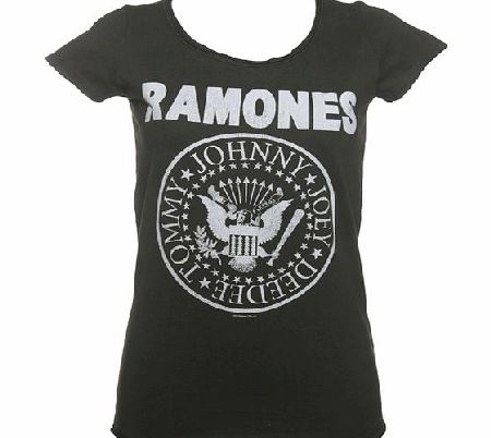Ladies Charcoal Classic Ramones Logo T-Shirt