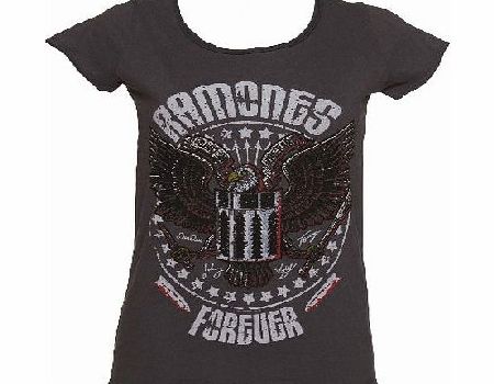 Ladies Charcoal Eagle Forever Ramones T-Shirt