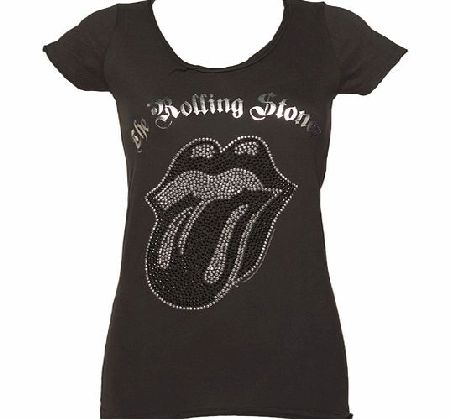 Ladies Charcoal Rolling Stones Black And Silver