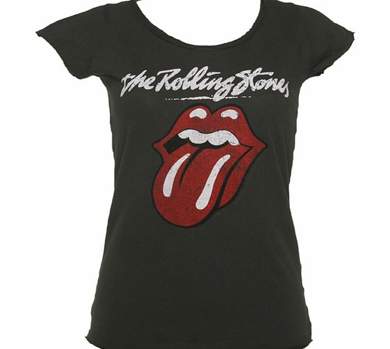 Amplified Vintage Ladies Charcoal Rolling Stones Licks T-Shirt