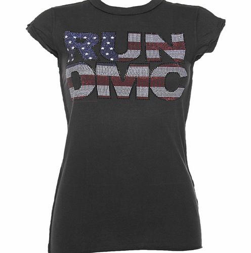 Amplified Vintage Ladies Diamante Run DMC US Flag T-Shirt from
