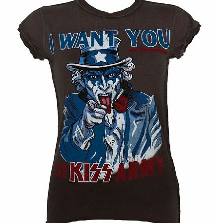 Ladies Kiss Army Charcoal T-Shirt from Amplified Vintage