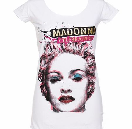 Amplified Vintage Ladies Madonna Celebration Foil White T-Shirt