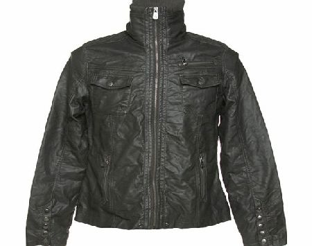 Amplified Vintage Ladies Poker Charcoal PU Jacket from Amplified