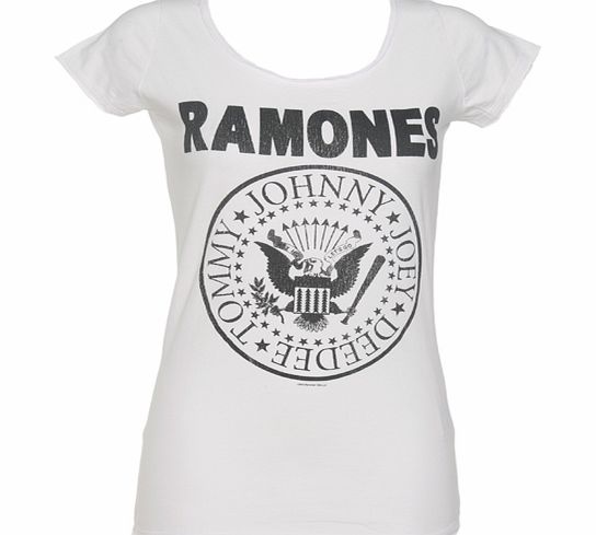 Amplified Vintage Ladies White Classic Ramones Logo T-Shirt from