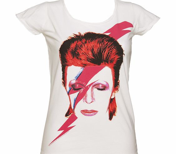 Amplified Vintage Ladies White David Bowie Aladdin Sane T-Shirt