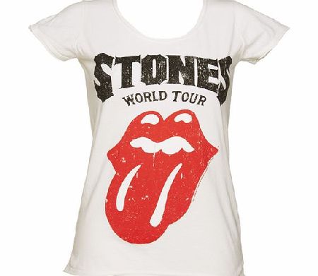 Amplified Vintage Ladies White Rolling Stones World Tour T-Shirt