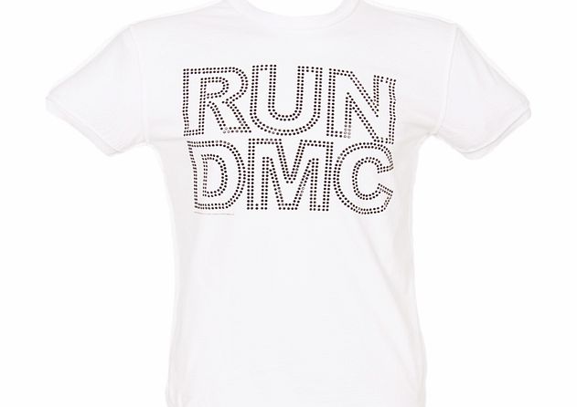 Amplified Vintage Mens Black Diamante Logo Run DMC White