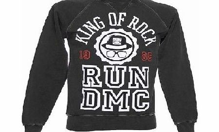 Amplified Vintage Mens Charcoal Run DMC King Of Rock Sweater