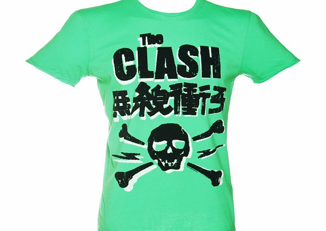 Amplified Vintage Mens Green Clash Skull T-Shirt from