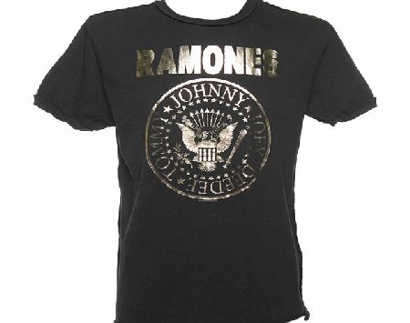 Amplified Vintage Mens Ramones Logo Gold Foil T-Shirt from