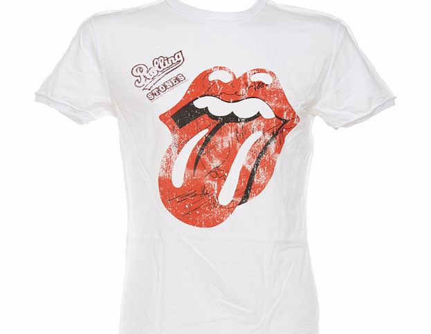 Amplified Vintage Mens Rolling Stones Autograph Tongue White