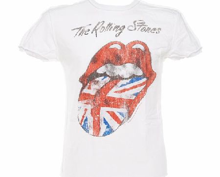 Amplified Vintage Mens Rolling Stones UK Tongue White T-Shirt