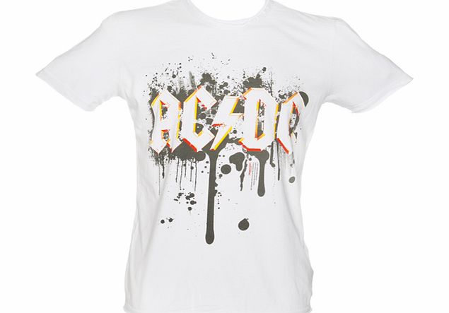 Mens White AC/DC Graffiti Logo T-Shirt from