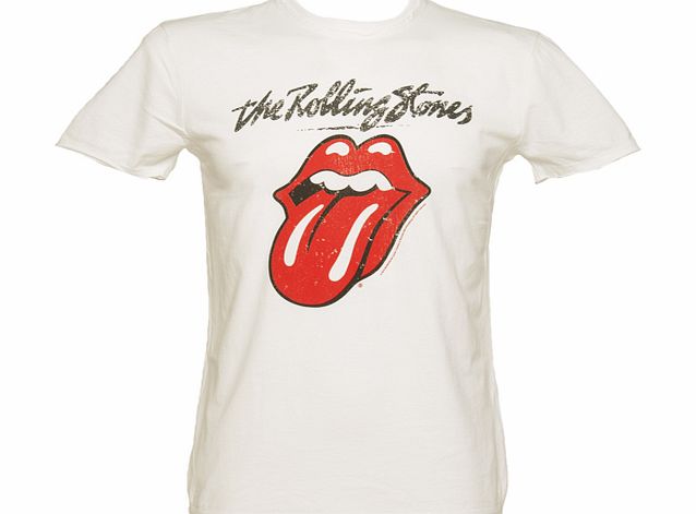 Amplified Vintage Mens White Rolling Stones Licks T-Shirt