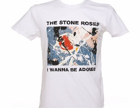 Mens White Stone Roses Wanna Be Adored