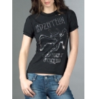 Womens Led Zeppelin Silver Foil T-Shirt Black