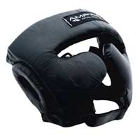 ampro Pro Leather Head Guard Black Medium