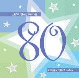 80th Birthday napkins - Life Begins Happy 80th Birthday Napkins - Other matching party products - birthday shimmer
