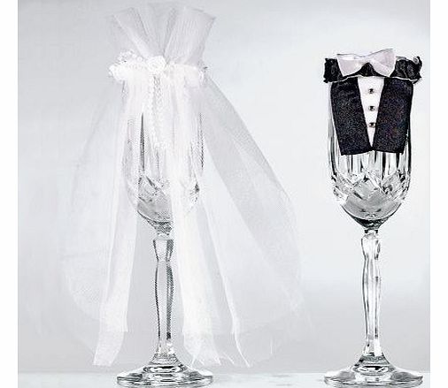 Amscan International Bride and Groom Glass Stem Wear