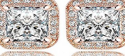 AnazoZ Jewelry 18K Gold Plated Square Stud Earring Rose Gold Plate/Platinum Plated SWA Elements Austrian Crystals Earrings