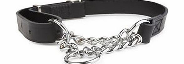 Ancol Heritage Leather amp; Chain Check Collar Black 60cm/24`` Sz 7