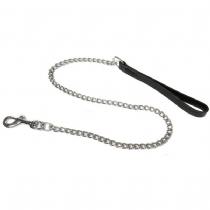 Ancol Chain Lead With Leather Handle Fine 87.5cm