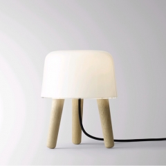 Milk Table Lamp with Black Cord