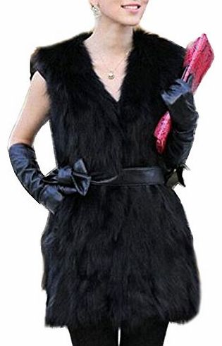 ANDI ROSE Fashion Women Warm Faux Fur Vest Waistcoat Coat Jacket Gilet (Asian Size L, Black)